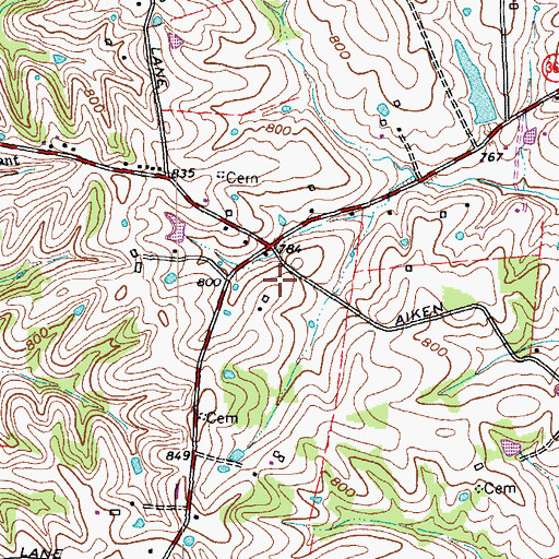 Topographic Map of Simpsonville Fire Department, KY