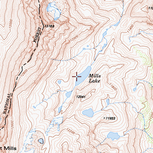 Topographic Map of Mills Lake, CA