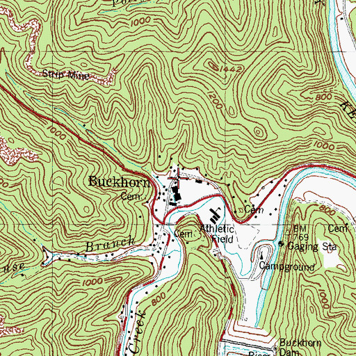 Topographic Map of Buckhorn Volunteer Fire Department, KY