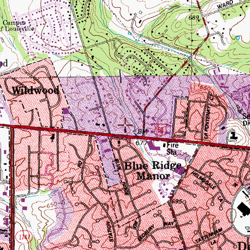 Topographic Map of Middletown Fire Department Station 2, KY
