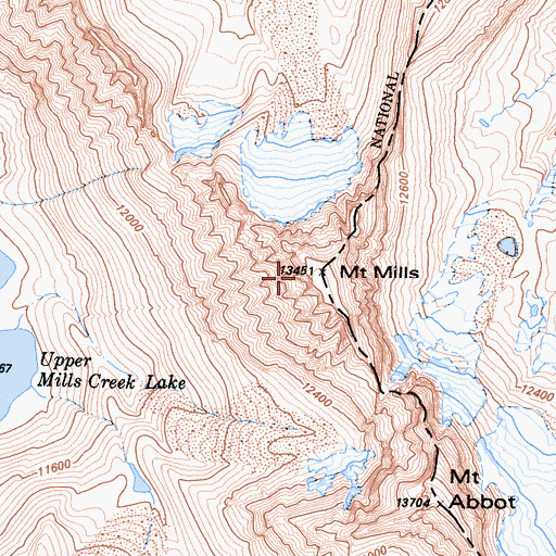 Topographic Map of Mount Mills, CA