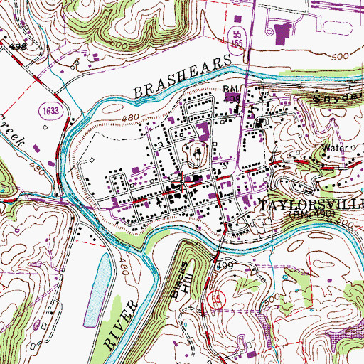 Topographic Map of Taylorsville Fire Department, KY