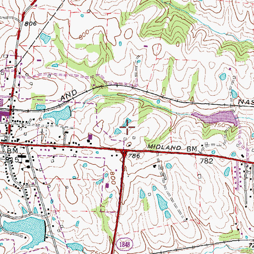 Topographic Map of Simpsonville Fire Department, KY