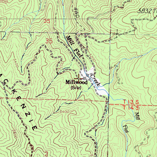 Topographic Map of Millwood (historical), CA