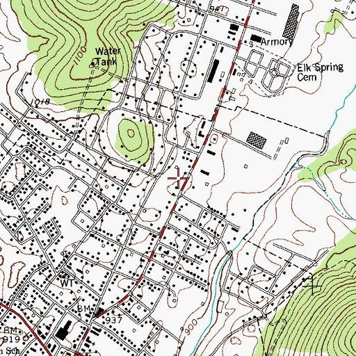 Topographic Map of Monticello Volunteer Fire Department, KY
