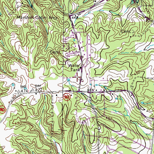 Topographic Map of East Marshall Fire Department Station 1, KY