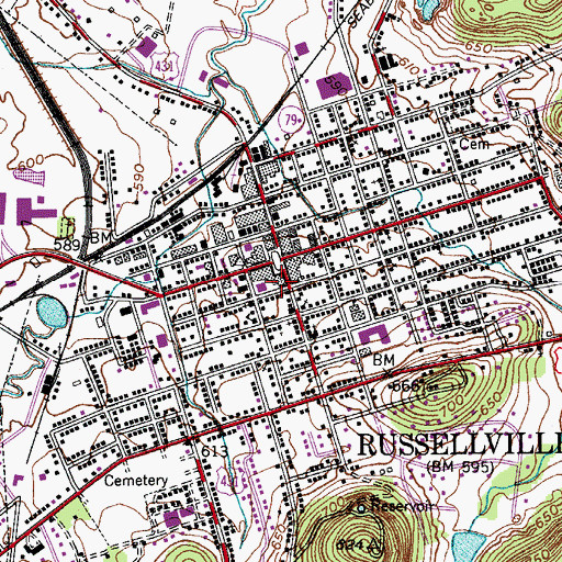 Topographic Map of Russellville Fire Department, KY