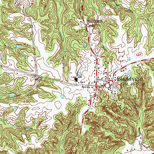 Topographic Map of Blandville Fire Department, KY