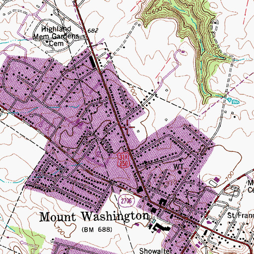 Topographic Map of Mount Washington Fire Department, KY