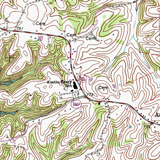 Topographic Map of Austin Tracy Fire Department, KY