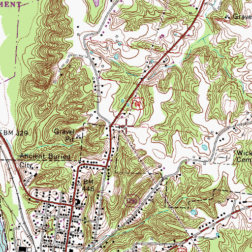 Topographic Map of Wickliffe Fire Department, KY