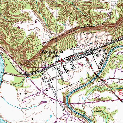 Topographic Map of Worthville Volunteer Fire Department, KY