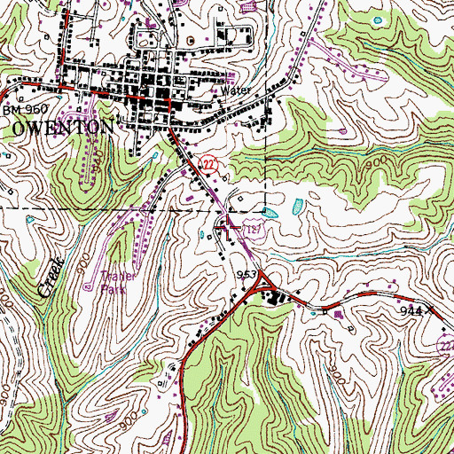 Topographic Map of Owenton Volunteer Fire Department, KY
