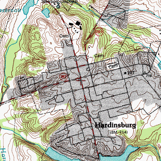 Topographic Map of Hardinsburg Fire Department, KY