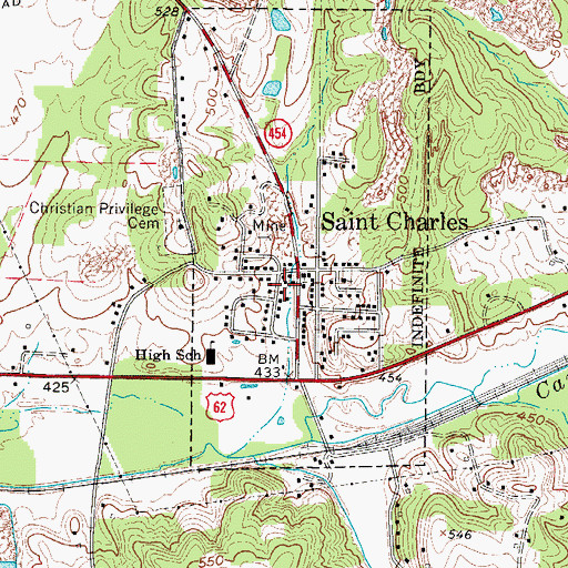 Topographic Map of Saint Charles Volunteer Fire Department, KY