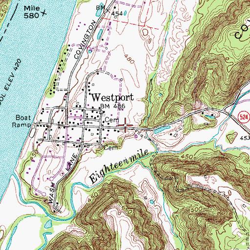 Topographic Map of Westport Voluntary Fire Department, KY