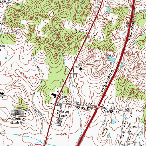 Topographic Map of Madisonville Fire Department Station 4, KY
