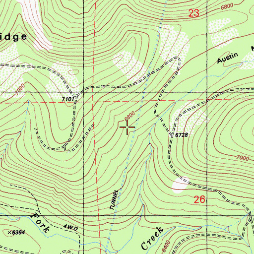 Topographic Map of Milton-Bowman Tunnel, CA