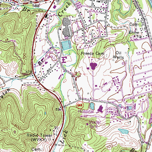 Topographic Map of Louisa Volunteer Fire Department, KY