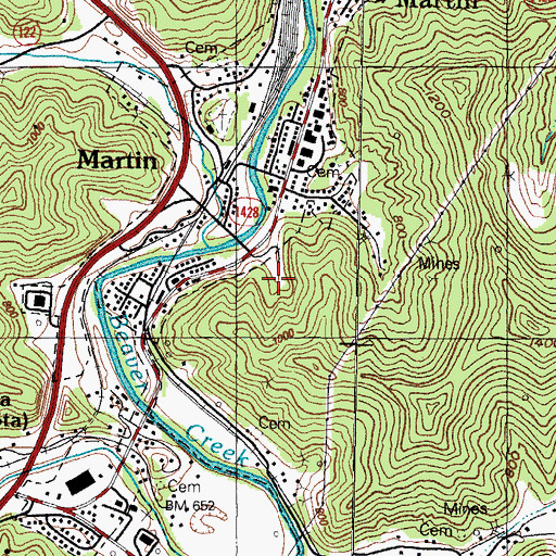 Topographic Map of Martin Volunteer Fire Department, KY