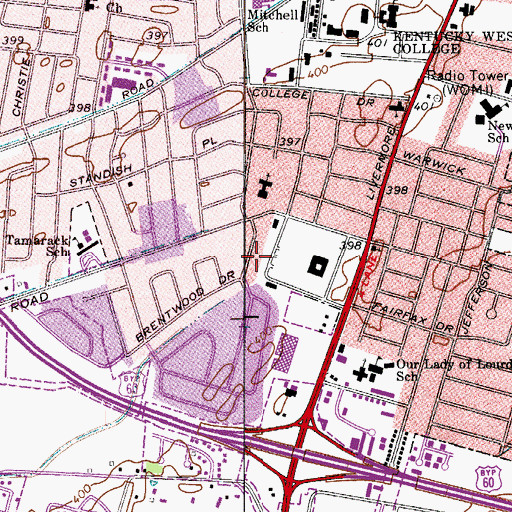 Topographic Map of Owensboro Fire Department Station 5, KY