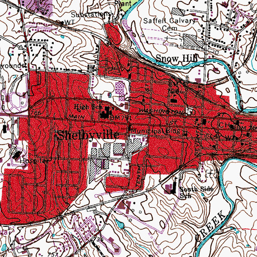 Topographic Map of Shelbyville Fire Department, KY