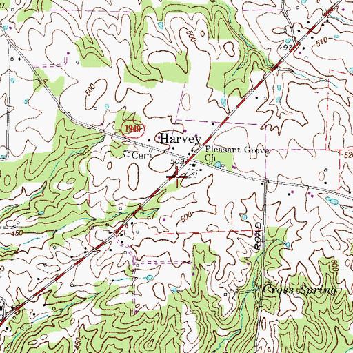 Topographic Map of Harvey Brewers Fire Station, KY