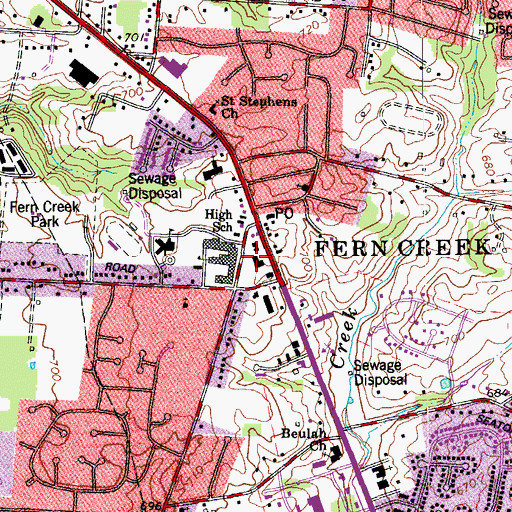 Topographic Map of Fern Creek Fire Department Station 1, KY