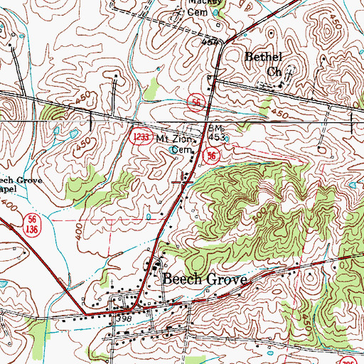 Topographic Map of Beech Grove Fire Department, KY