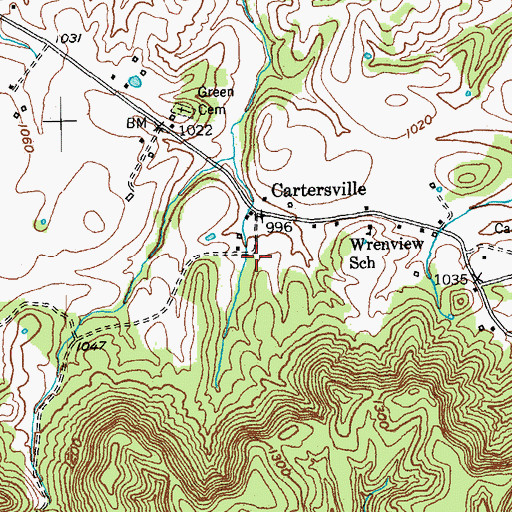 Topographic Map of Cartersville Fire Department, KY