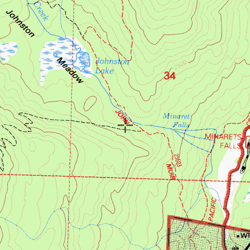 Topographic Map of Minaret Falls, CA