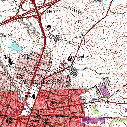 Topographic Map of Clark County Fire Department Station 1, KY
