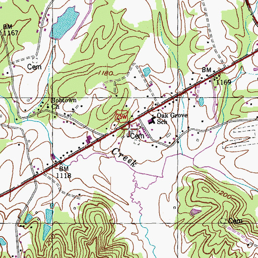 Topographic Map of Oak Grove Volunteer Fire Department, KY
