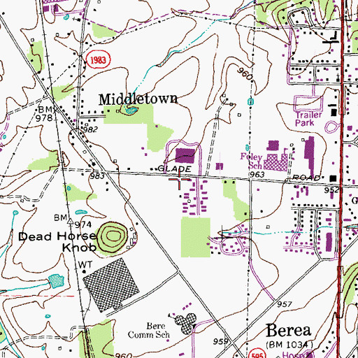 Topographic Map of Berea Fire Department Station Number 2, KY