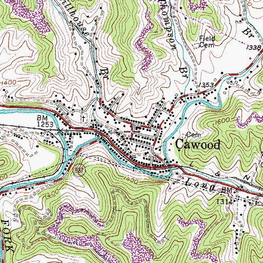 Topographic Map of Martins Fork Fire and Rescue Department, KY