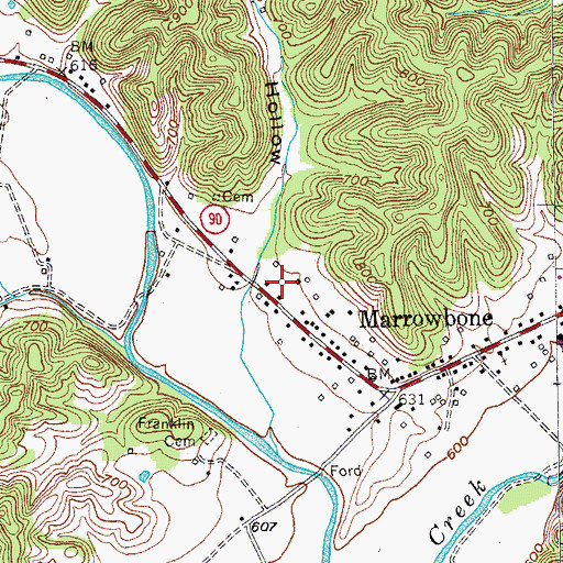 Topographic Map of Marrowbone West Cumberland Fire Department, KY