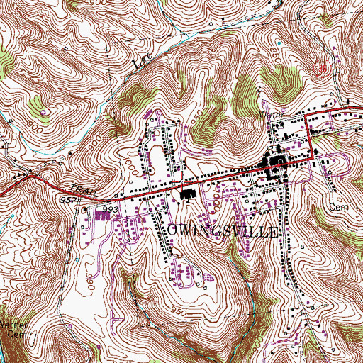 Topographic Map of Owingsville Fire Department, KY