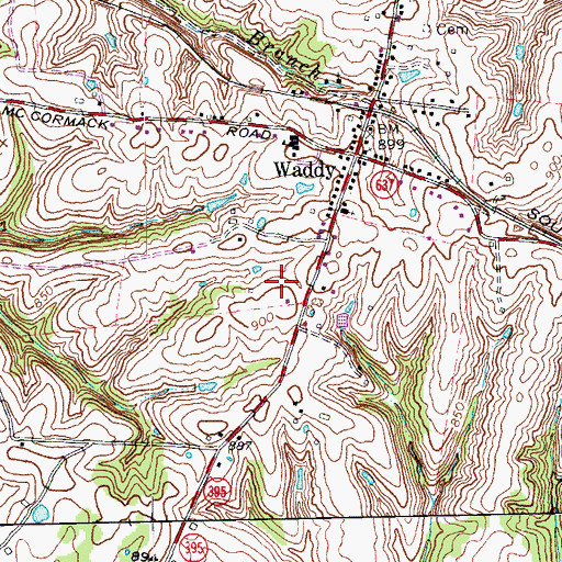 Topographic Map of Waddy Volunteer Fire Department, KY