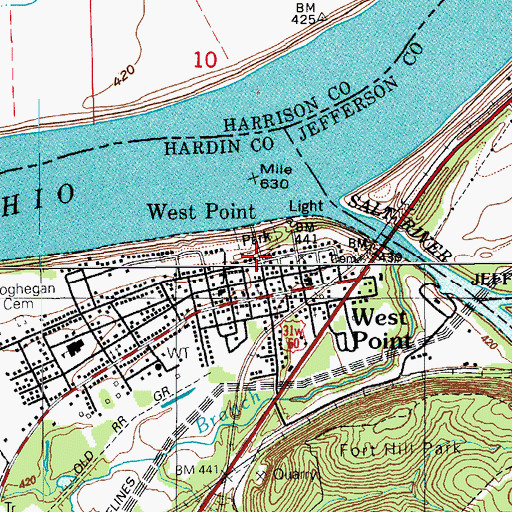 Topographic Map of West Point Fire Department, KY