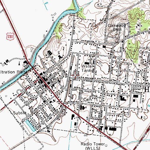 Topographic Map of Hartford Fire Department, KY