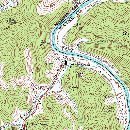Topographic Map of Turkey Creek Volunteer Fire Department, KY