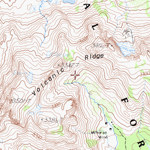 Topographic Map of Minaret Mine, CA