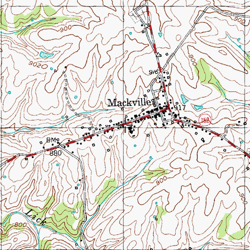 Topographic Map of Mackville Fire Department, KY