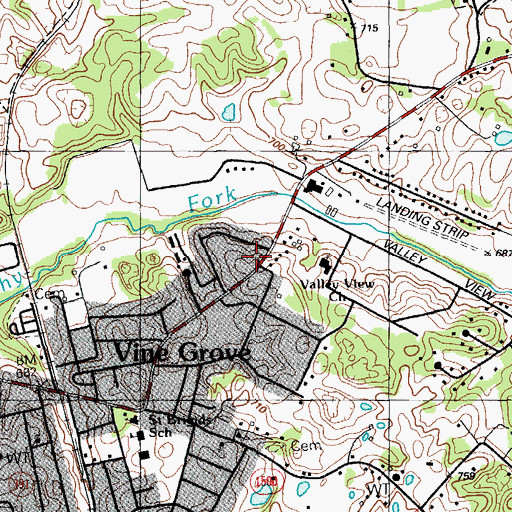 Topographic Map of Vine Grove Fire Department, KY