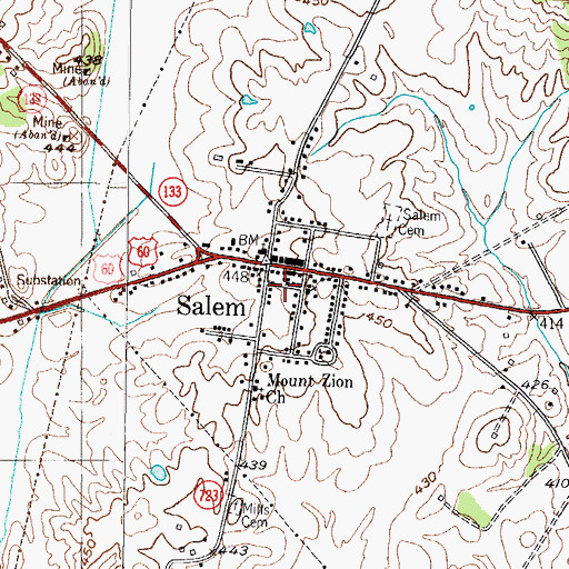 Topographic Map of Salem Community Volunteer Fire Department, KY