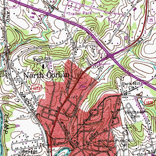 Topographic Map of West Knox Fire Department Station 2, KY