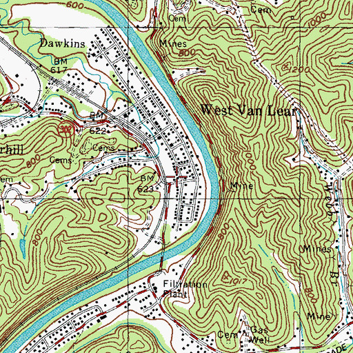Topographic Map of West Van Lear Volunteer Fire Department, KY