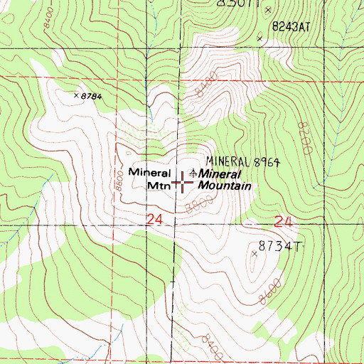 Topographic Map of Mineral Mountain, CA
