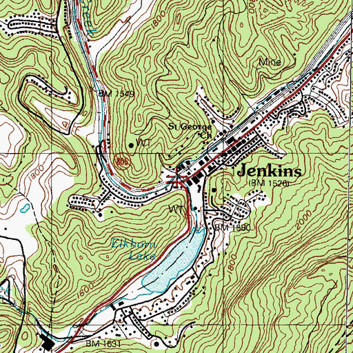 Topographic Map of Jenkins Fire Department, KY