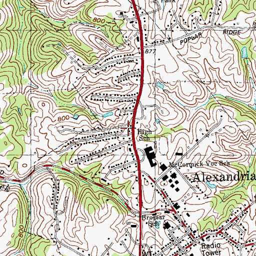 Topographic Map of Alexandria Fire Protection District, KY